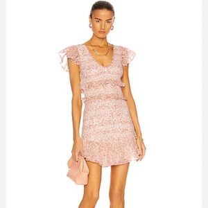 LoveShackFancy Sonora Smocked Floral Mini Dress